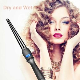 Hair Curlers Straighteners LCD single cone hair curlers horns pear electric wave perm rod does not hurt power generation coil 19mm 25mm 32mm Y240504