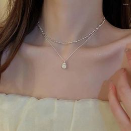 Pendant Necklaces French Simple Irregular Pearl Double-Layer Necklace Fashionable All-Match Clavicle Chain High-Level Elegant For Women