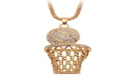 Hiphop Personality Ball Frame Basketball Pendant Necklace Basket Necklace Sports Trend Jewelry9198125