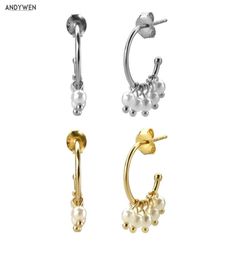 ANDYWEN 925 Sterling Silver Big Pearl Drop Earring Luxury 5pcs Mini Circle Pendiente Round Loop Fashion Jewellery 2106249708006