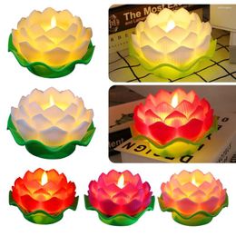Table Lamps Lotus Flower Night Light Battery Operated Flameless LED Buddha Romantic Creative Simulation