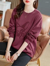 Women's Hoodies Plain Woman Clothing Graphic Top Pullovers Loose Baggy Round Neck Sweatshirt Y2k Style Korean Streetwear Xxl Aesthetic E