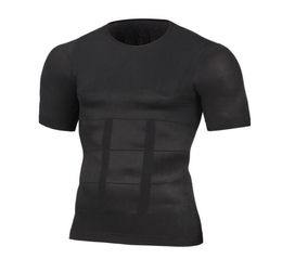 Men039s TShirts Men Body Shapers Fitness Elastic Abdomen Tight Fitting Short Sleeve Shirt Tank Tops Shape Underwear Slimming B7245740