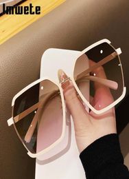 Imwete Polygonal Sunglasses Women Luxury Brand Designer Metal Irregular Glasses Ladies Sun Glasses UV400 Gradient Black4131289