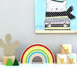 Decorative Figurines Nordic Nursery Decoration Wooden Rainbow Ornament Kids Room Decor Quality Scandinavian For Children