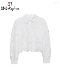 Women's Blouses Spring Summer White Lace Women Shirts Elegant Sexy Long Sleeve Crop Tops Hollow Out Camisas De Mujer Beautiful Blouse For