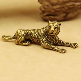 Decorative Figurines Tiger 3D Brass Casting Statue Mini Animal Metal Figurine Home Decor