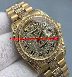 New Style Luxury Watch 8 Style Midsize 18K Yellow Gold Quickset Full Pave Diamonds Dial 36mm Automatic Fashion Men039s Watches 8145562