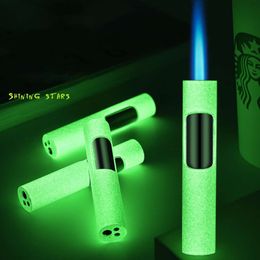 Blue Flame Windproof Lighter Iatable Cylindrical Lighter Luminous Torch Lighter