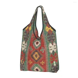 Storage Bags Bohemian Persian Style Turkish Kilim Grocery Shopping Bag Shopper Tote Shoulder Portable Geometric Floral Art Handbag