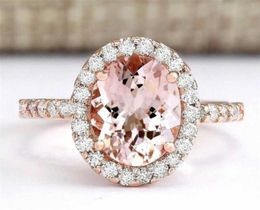 Cluster Rings Trendy Large Oval Champagne Morganite Zircon Ring Women Wedding Party Jewellery Sz 6104148790