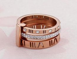 2022 Ring Designer Women Stainless Steel Rose Gold Roman Numeral Ring Fashion Wedding Engagement Jewellery Birthday Gift5770664