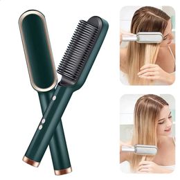 Multifunction Straight And Curly Dual Purpose Hair Straightener Electric Curling Iron Negative Ion Comb 2 In 1 Brush 240423