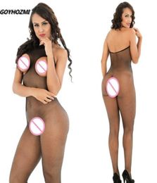 black Body Suit sexy lingerie Open crotch chest body net clothes women full body stockings teddy sexy hose costumes intimate5659354