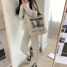 Suitcases TOUB05 Women Canvas Shoulder Bag London Books Print Ladies Casual Handbag Tote Reusable Large Capacity