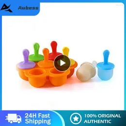 Baking Moulds Cavities Silicone Baby Food Container Ice Cream Popsicle Moulds With Colourful Sticks Bar Dessert Jelly Maker