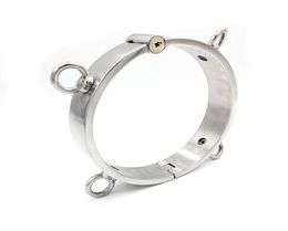 Bondage Metal Pressing lock Dog Collar Cuffs Shackle Slave Restraint Neck Ring R568032627