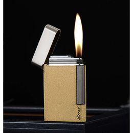 Broad Grinding Wheel Butane Without Gas Open Flame Metal Lighter For Cigarette