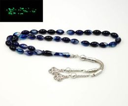 Blue Luminous Tasbih Muslim resin Rosary Everything is new misbaha Eid Ramadan Gift islamic masbaha 33 prayer beads bracelet Y20079156267