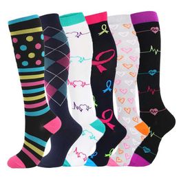 Socks Hosiery Drop Shipping Running Compression Socks Anti Fatigue Pain Relief Kn Stockings for Men Women 20-30 MmHg Outdoor Cycling Socks Y240504