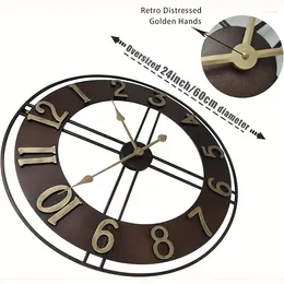 Wall Clocks Growsun Large Clock 30 Inches Pure Metal Retro Heavy Duty Decorative Decor For Home Living Room Farmhouse