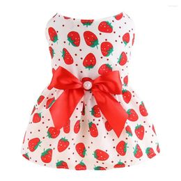 Dog Apparel Durable Pet Skirt Fruit Print Button Closure Floral Printing Comfortable Washable Cat Costume Puppy Clothing Dress Up