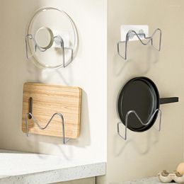 Kitchen Storage 1pcs Perforation-free Wall Hanging Accessories Stainless Steel Pot Cover Rack Organizer