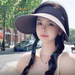 Wide Brim Hats 1PCS Summer Women's Hat Silk Large Sun Block UV Protection All Tide Visor Empty