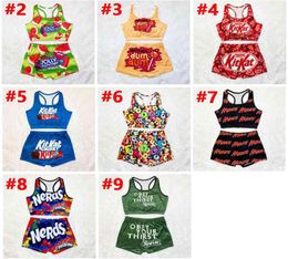 Summer Women Tracksuits Sleeveless Printed Vest Shorts Multicolor Two Piece Sets Yoga Outfits Gym Clothes Plus Size A5052299430