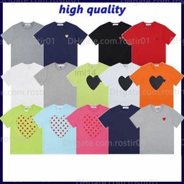 Men's T-shirts Mens Play t Shirt Designer Red Heart Shirt Commes Casual Women Shirts Des Badge Garcons High Quanlity Embroidery Tshirts Cotton L2na#w07q