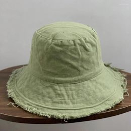 Berets Sun Hat Stylish Couple Bucket Hats For Protection Travelling Ripped Edge Design Lightweight Material Double-sided Hiking