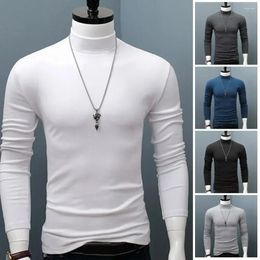 Men's Suits A3631 Winter Warm Men Mock Neck Basic Plain T-shirt Blouse Pullover Long Sleeve Top Male Outwear Slim Fit Stretch Fashion