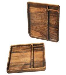 Natural Wood Rolling Tray 190190 MM Square Shape Handmade Wooden Roll Tray For Tobacco Cigartte Roll Parper Grinder Cigarette Mak6626972