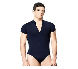 Mens Zip Front Performance Ballet Dancewear Gymnastics Short Sleeve Leotards Stage Wear6472666