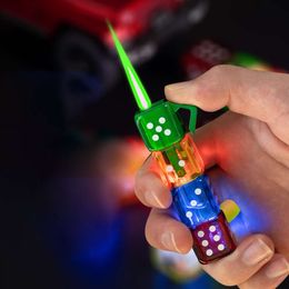 Flash Dice Green Flame Windproof Lighter LED Lights Cool Styling Butane Without Gas Cigarette Lighter