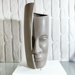 Vases Ceramic Vase Man Face Flower Holder Nordic Home Decor Living Room Display Grey Artistic Jardiniere