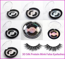 Mink Lashes 3D Silk Protein Mink False Eyelashes Long Lasting Lashes Natural Mink Eyelashes Round Box Packaging2219075