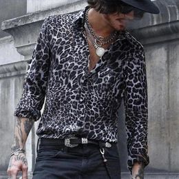 Men's Casual Shirts Leopard Print Shirt Button Down Trendy Vacation Tunic Sizes M 3XL Colors