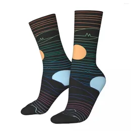 Women Socks Cartoon Sun Line Stockings Many Lands Print Design Kawaii Winter Anti Skid Unisex Skateboard Medium Soft