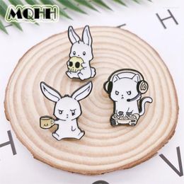 Brooches Cartoon Cute White Animal Enamel Brooch Alloy Badge Clothes Bags Pins Sweet Accessories Women Jewellery Gifts For Friends