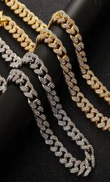 New Colour 20mm Cuban Link Chains Necklace Fashion Hiphop Jewellery 3 Row Rhinestones Iced Out Necklaces For Men T2001131291801