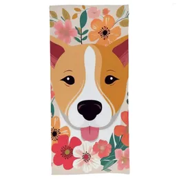 Bath Accessory Set Beach Towel Dog Florals Microfiber Towels Swimmers Bathroom 27.6"x55.1"