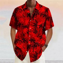 Men's Casual Shirts Selling Summer 2024 Tree Print Collar Button Up Comfortable High-quality Shirt Hawaiian Vacation Clothing