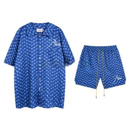 Rhude Designer Mens Shirt Set Rhude Shirts And Short Suit Men Short Sleeve High Quality T Shirt Rhude Tee Shirt Beach Shorts Summer Swim Fashion Sportswear 4277