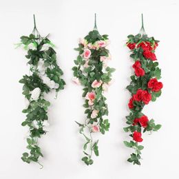 Decorative Flowers Artificial Rose Flower Decoration Simulation Valentine's Day Wedding Wall Hanging Basket Orchid Fake Home Decor