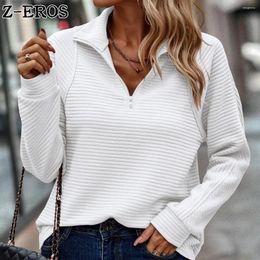 Women's Polos Z-EROS Autumn/Winter Comfortable Loose Snake Bone Pattern Solid Color Standing Neck Zipper Long Sleeved Patchwork Hoodie