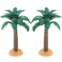 Decorative Flowers 2 Pcs Model Trees Palm Tree (dwarf)) Fake DIY Cactus Decor Sand Table Pvc Mini Architecture Toy