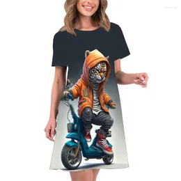 Party Dresses Harajuku 3D Cartoon Print Women Dress Summer 2024 Streetwear Clothing Loose Casual Short Sleeve A-Line Plus Size