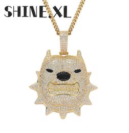 Hip Hop Rock Jewelry 18K Gold Plated Dog Pendant Necklace with Tennis Chain Rope Chain Mens Jewelry Gift270V9704919