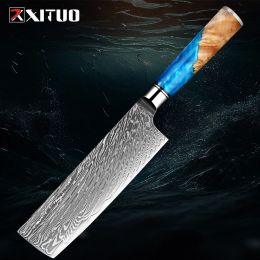 Best Selling Classic Kitchen Nakiri Knife 7Inch Japanese Damascus 67 layers VG10 Steel Cleaver Sharp Meat and Vegetable Knife